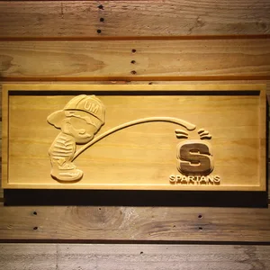 Michigan Wolverines Calvin vs Spartans Wood Sign