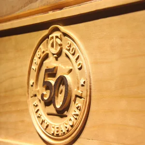 Minnesota Twins 50th Season Logo Wood Sign - Legacy Edition