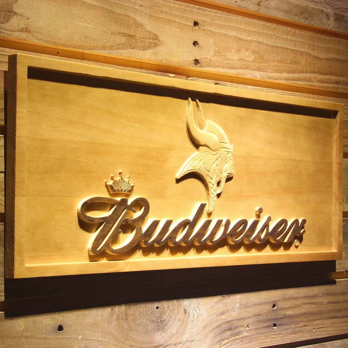 Minnesota Vikings Budweiser Wood Sign
