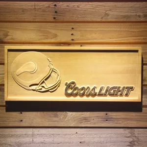 Minnesota Vikings Coors Light Helmet Wood Sign