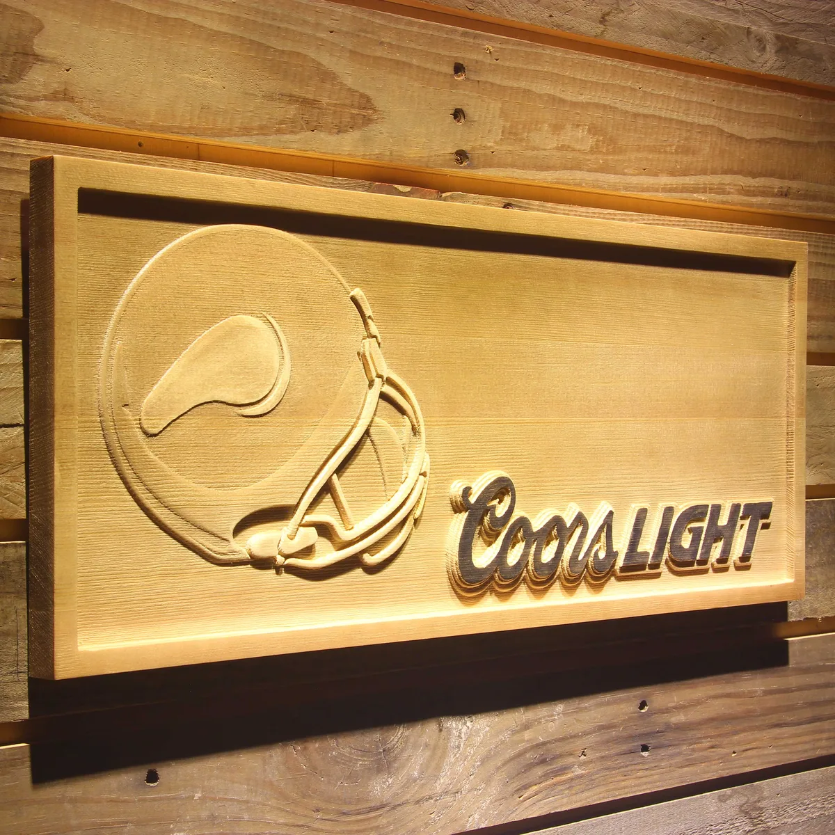 Minnesota Vikings Coors Light Helmet Wood Sign