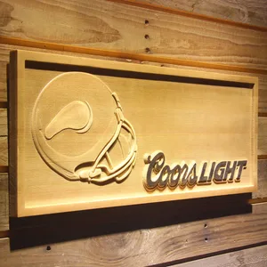 Minnesota Vikings Coors Light Helmet Wood Sign