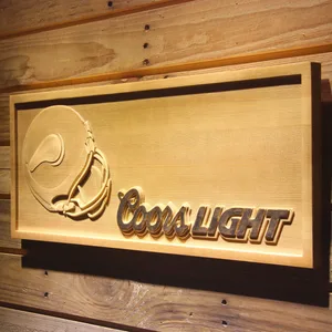 Minnesota Vikings Coors Light Helmet Wood Sign