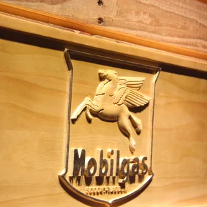 Mobilgas Old Shield Logo Wood Sign