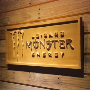Monster Energy Lo-Carb Wood Sign