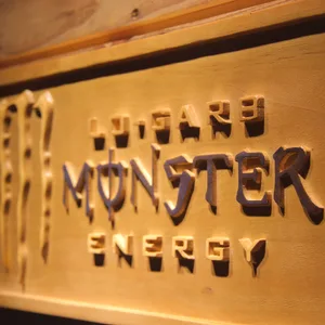 Monster Energy Lo-Carb Wood Sign