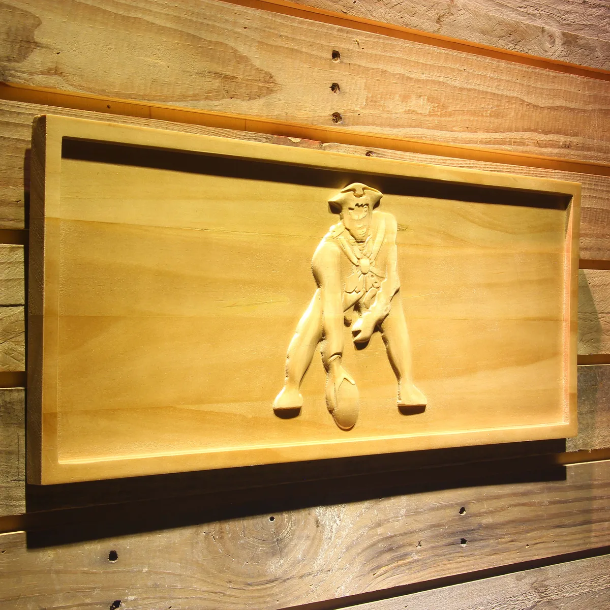 New England Patriots 1971-1992 Minute Man Wood Sign - Legacy Edition