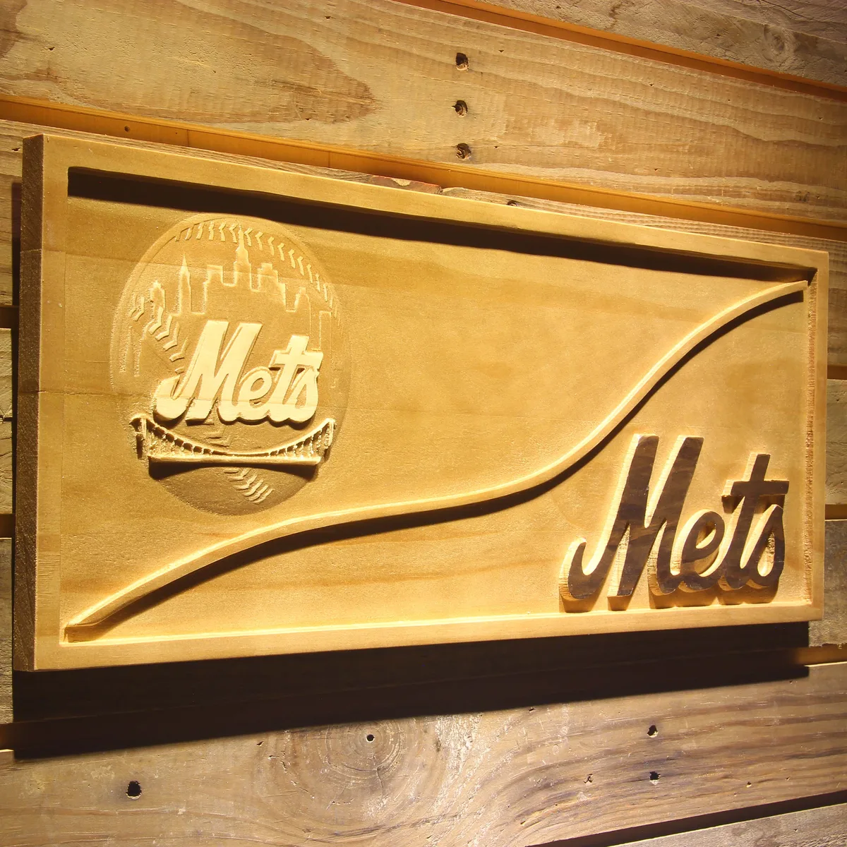 New York Mets Split Wood Sign