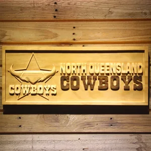 North Queensland Cowboys Wood Sign