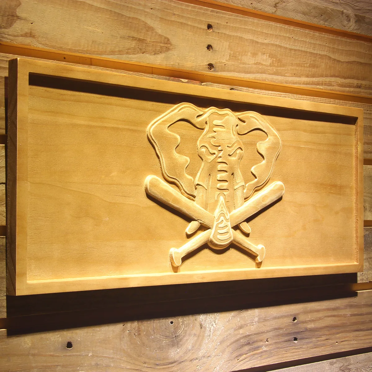 Oakland Athletics 1993-1994 Elephant Logo Wood Sign - Legacy Edition
