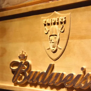 Oakland Raiders Budweiser Wood Sign