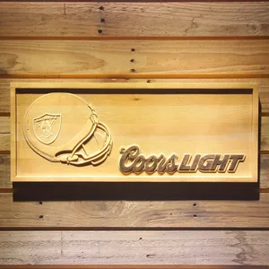 Oakland Raiders Coors Light Helmet Wood Sign