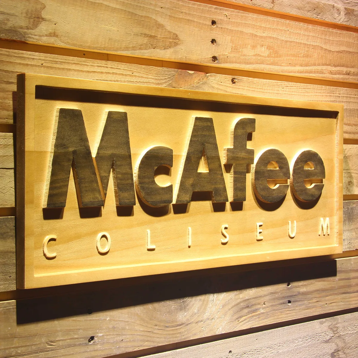 Oakland Raiders McAfee Colisuem Wood Sign - Legacy Edition