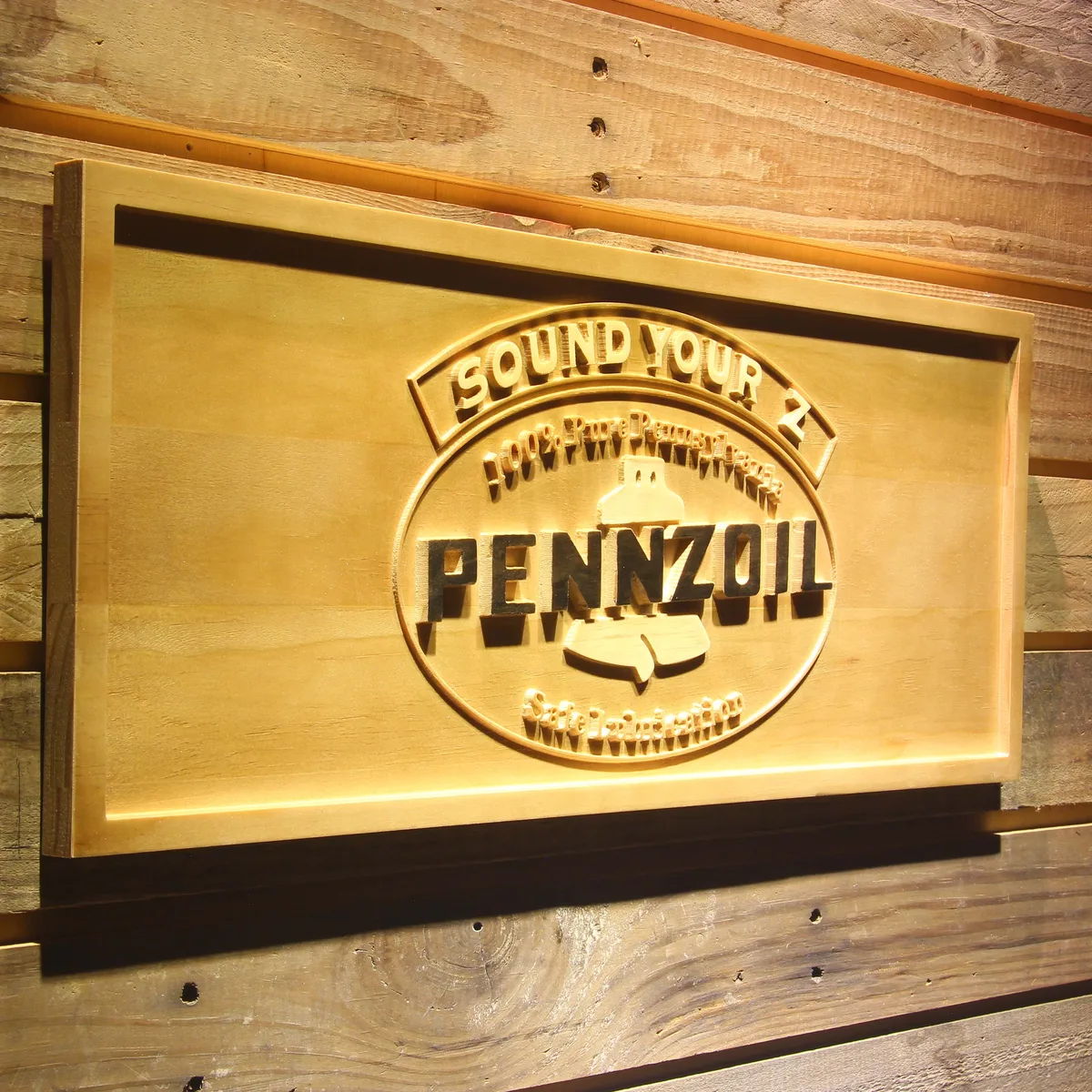 Pennzoil Sound Your Z Wood Sign