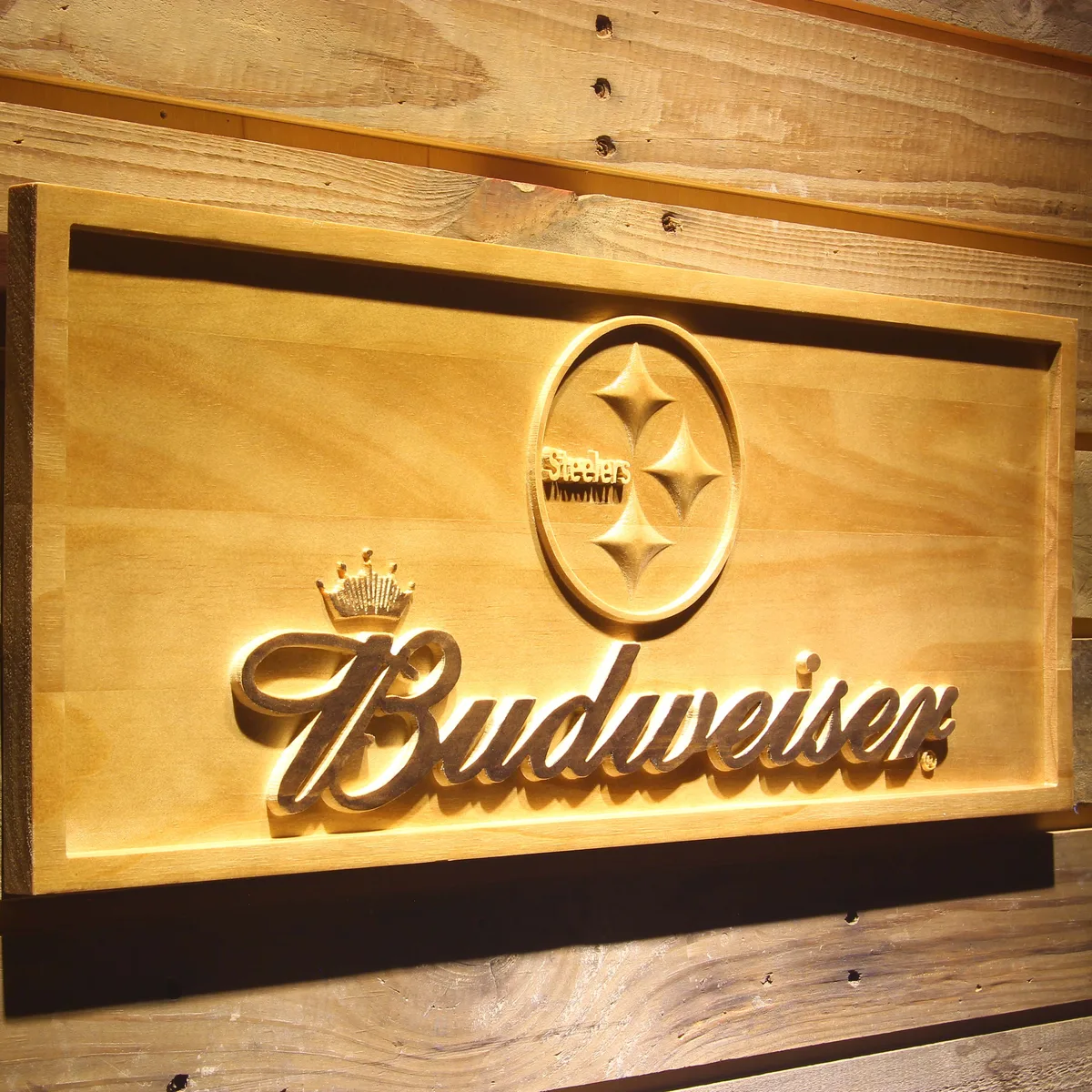 Pittsburgh Steelers Budweiser Wood Sign