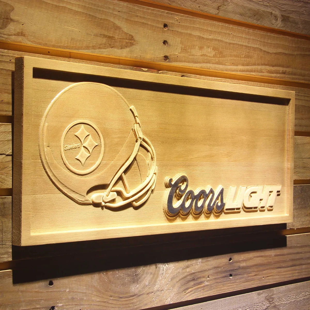 Pittsburgh Steelers Coors Light Helmet Wood Sign
