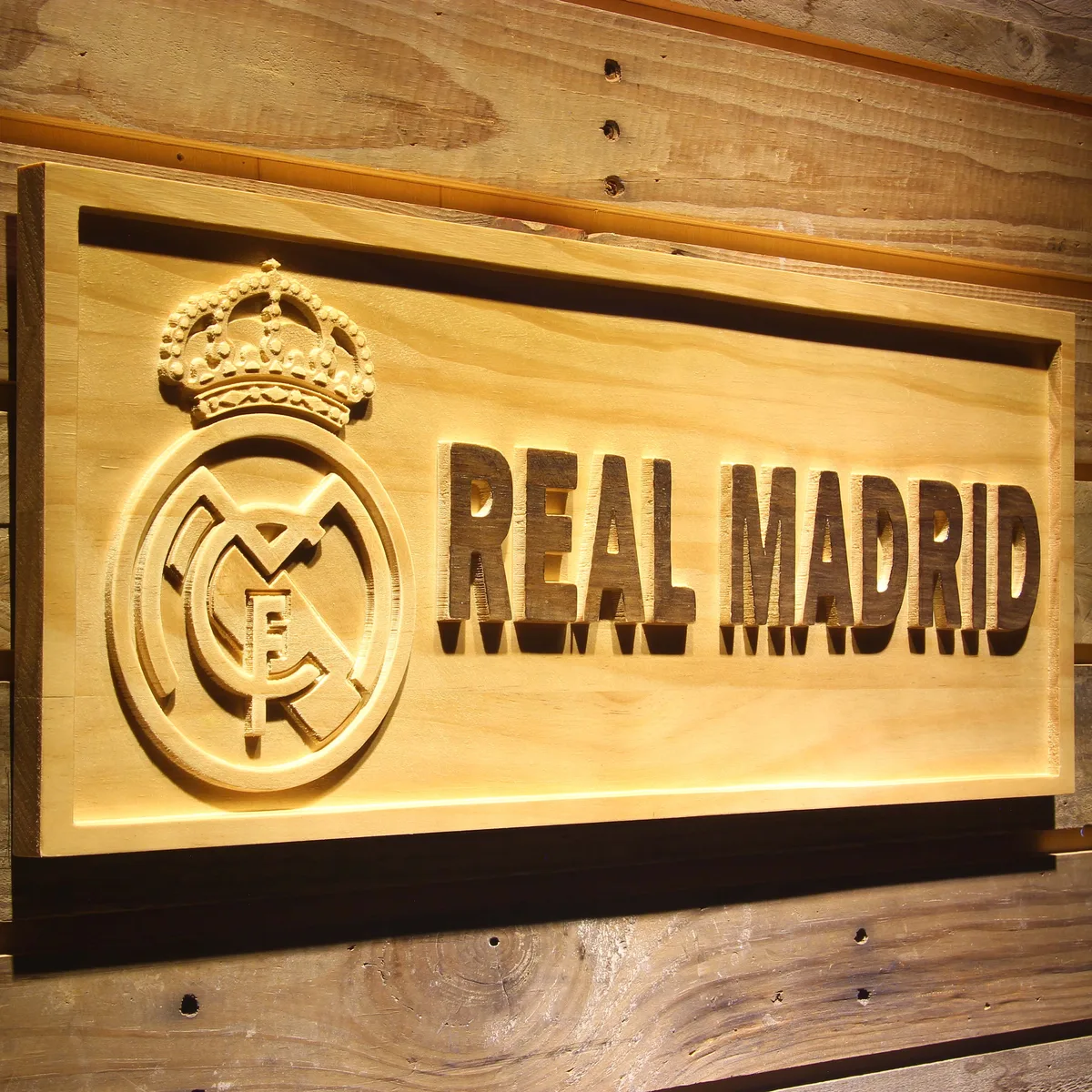 Real Madrid CF Crest Wood Sign