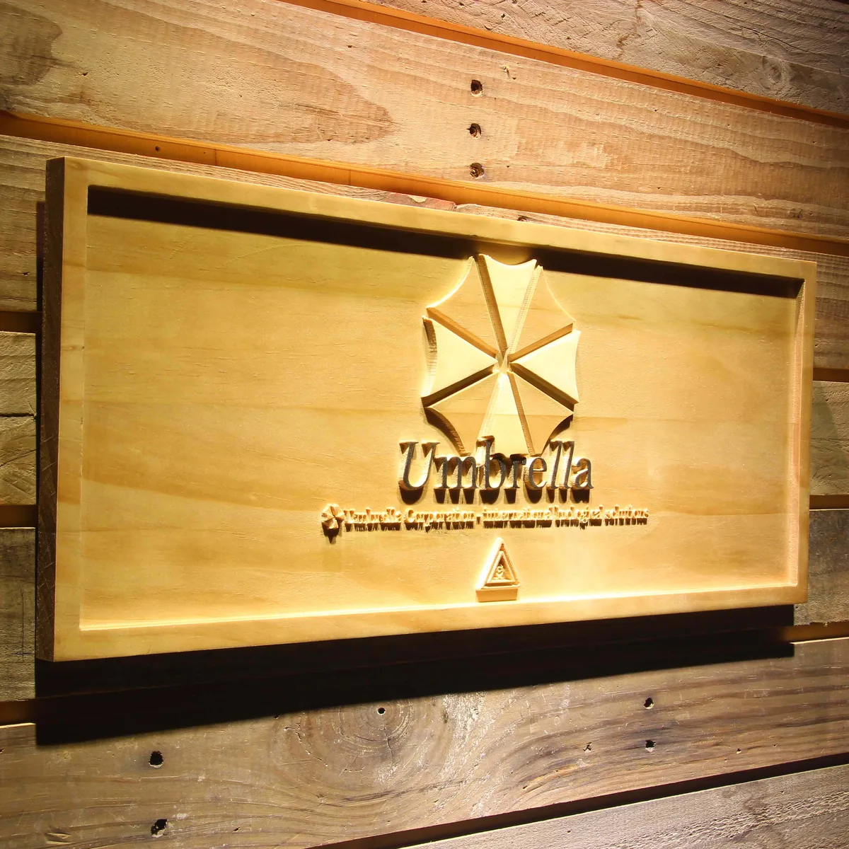 Resident Evil Umbrella Corporation Wood Sign