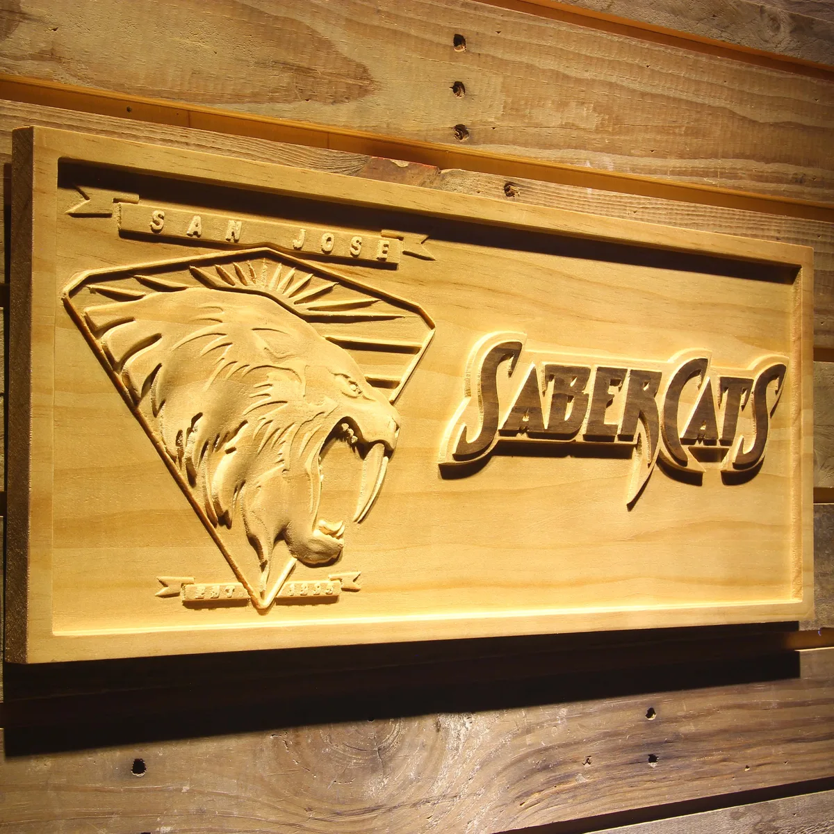 San Jose Sabercats Wood Sign - Legacy Edition