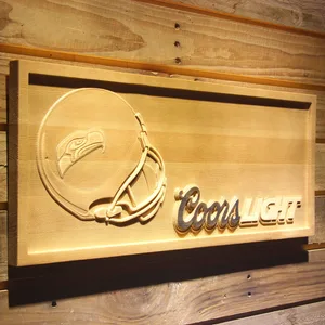 Seattle Seahawks Coors Light Helmet Wood Sign