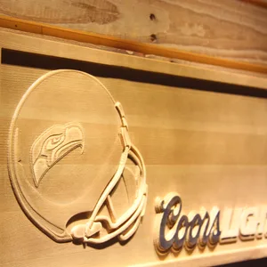 Seattle Seahawks Coors Light Helmet Wood Sign