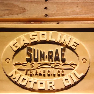 Sunrae Gasoline & Motor Oil Wood Sign