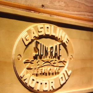 Sunrae Gasoline & Motor Oil Wood Sign