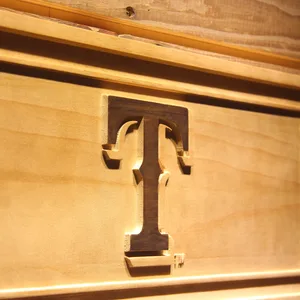 Texas Rangers T Logo Wood Sign