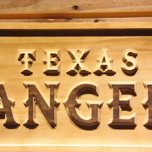 Texas Rangers Text Wood Sign
