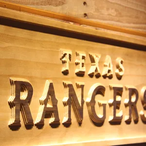 Texas Rangers Text Wood Sign