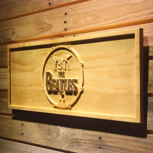 The Beatles Logo in Bass Drum Wood Sign